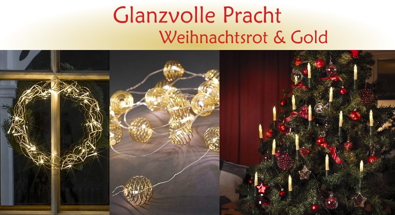 Weihnachtsbeleuchtung Trend: Glanzvolle Pracht - Weihnachtsrot & Gold Weihnachtsbeleuchtung Trend: Glanzvolle Pracht - Weihnachtsrot & Gold