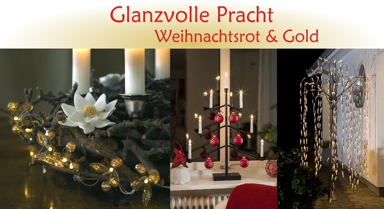 Weihnachtsbeleuchtung Trend: Glanzvolle Pracht - Weihnachtsrot & Gold Weihnachtsbeleuchtung Trend: Glanzvolle Pracht - Weihnachtsrot & Gold