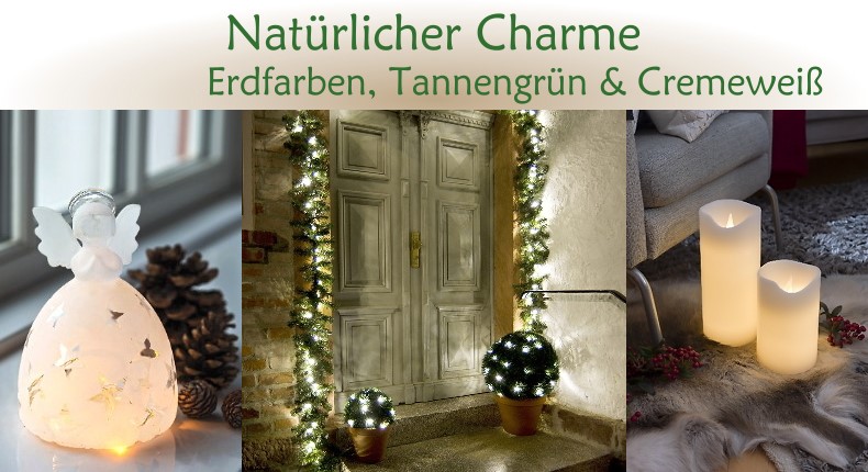 Weihnachtsbeleuchtung Trend: Natrlicher Charme - Erdfarben, Tannengrn & Cremewei