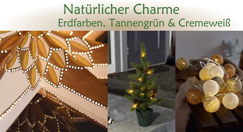 Weihnachtsbeleuchtung Trend: Natrlicher Charme - Erdfarben, Tannengrn & Cremewei