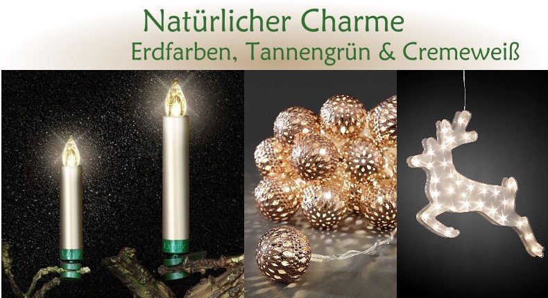 Weihnachtsbeleuchtung Trend: Natrlicher Charme - Erdfarben, Tannengrn & Cremewei