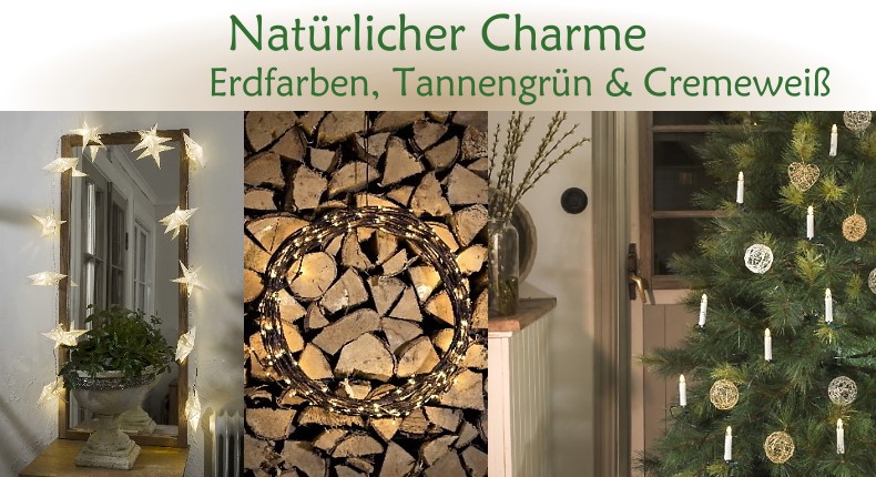 Weihnachtsbeleuchtung Trend: Natrlicher Charme - Erdfarben, Tannengrn & Cremewei