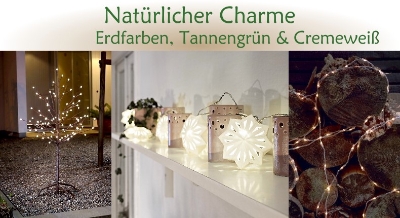 Weihnachtsbeleuchtung Trend: Natrlicher Charme - Erdfarben, Tannengrn & Cremewei